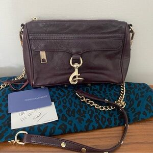 Rebecca Minkoff Dark Purple Crossbody Bag with Gold Accents